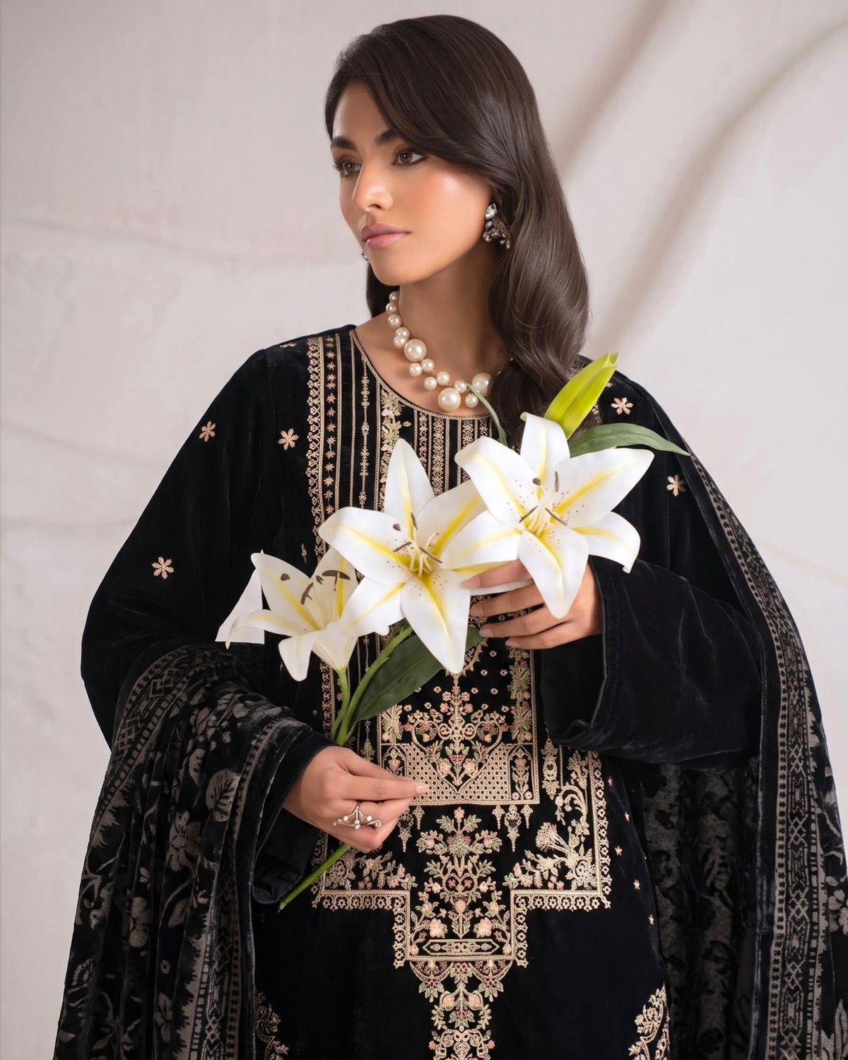 Aizy Zelora | Emb Zari Dhanak with Plachi Shawl | Design 6
