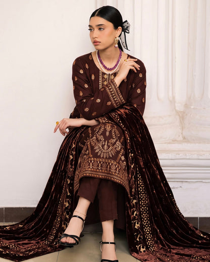 Aizy Amber | Emb Dhanak with Plachi Shawl | Design 6