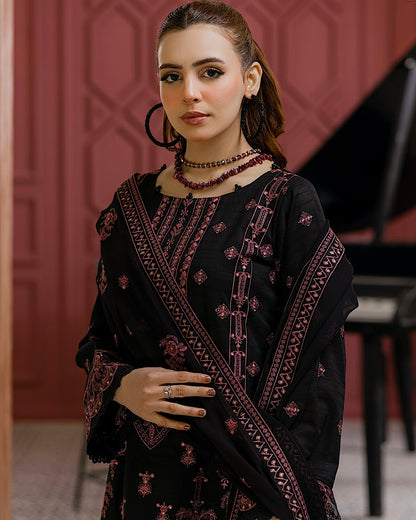 Aalaya Gulnaar | Embroidered Lawn Crinkle Dupatta | Design 6