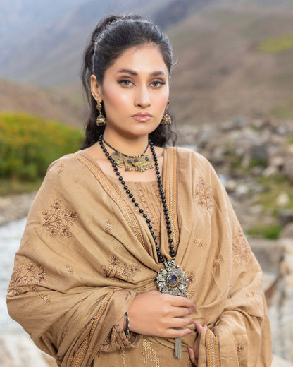 Sobia Waseem | Peach Leather Wool | Design 6