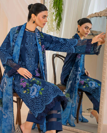 Coral Fall Edit | Printed Linen with Chiffon Dupatta | Design 6