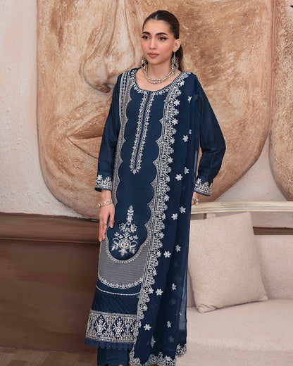 GulleRukh Upscale | Emb Lawn Emb Chiffon Dupatta | Design 6