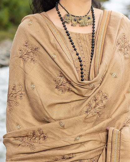 Sobia Waseem | Peach Leather Wool | Design 6