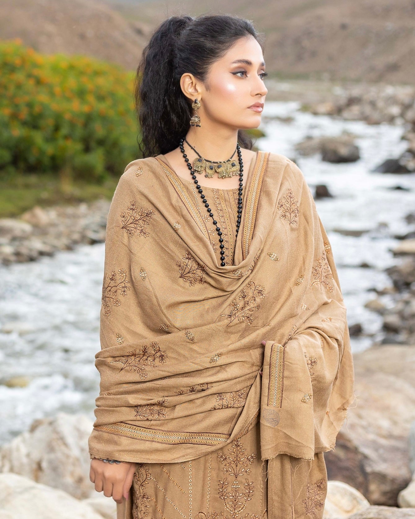 Sobia Waseem | Peach Leather Wool | Design 6