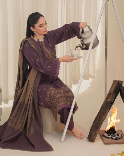 Gull-e-Rukh | Embroidered Dhanak Pashmina Shawl | Design 6