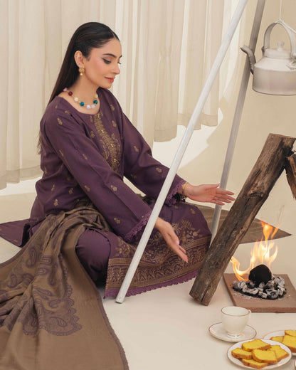 Gull-e-Rukh | Embroidered Dhanak Pashmina Shawl | Design 6
