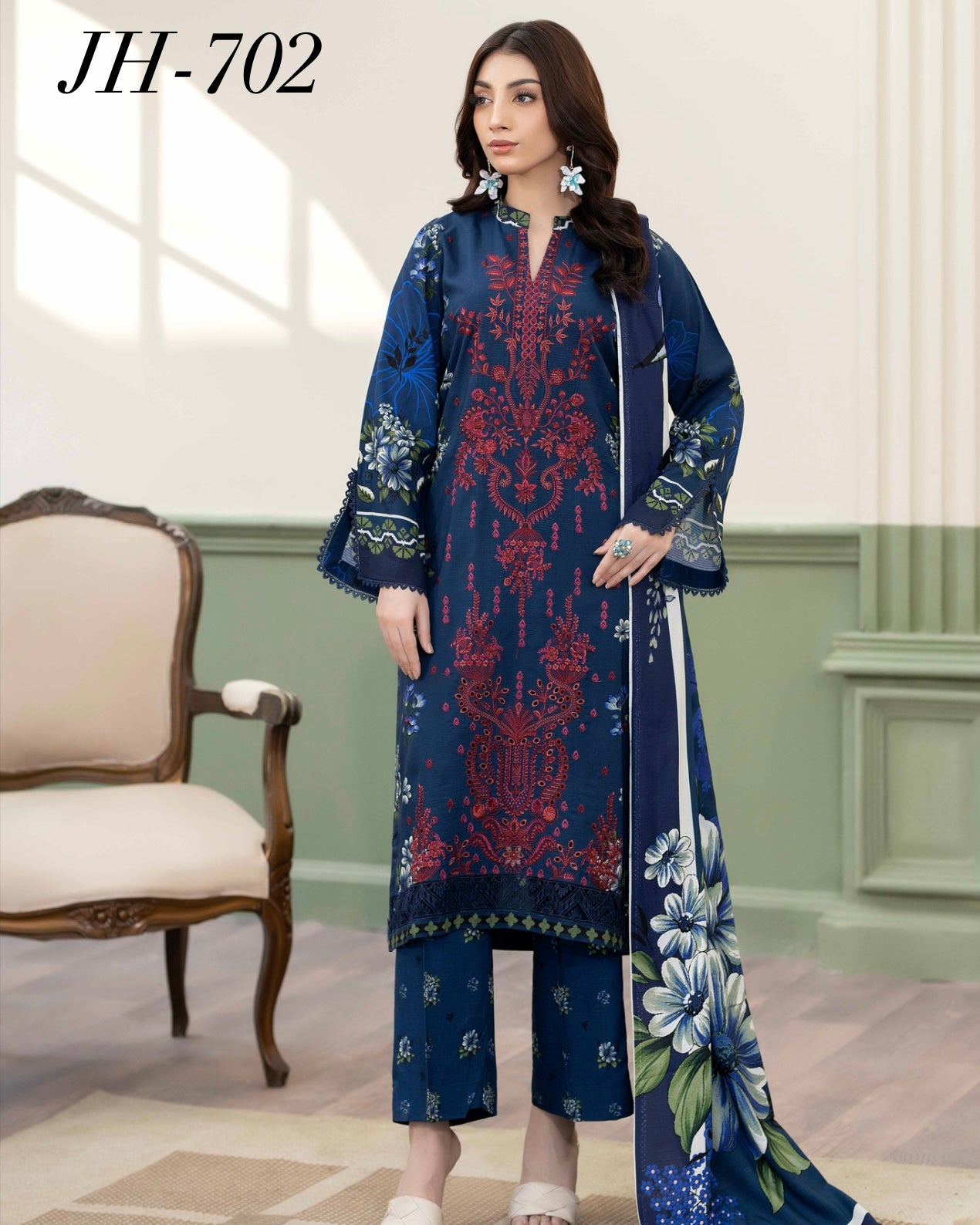 Johra Hameen | Embroidered Printed Staple | Design 702