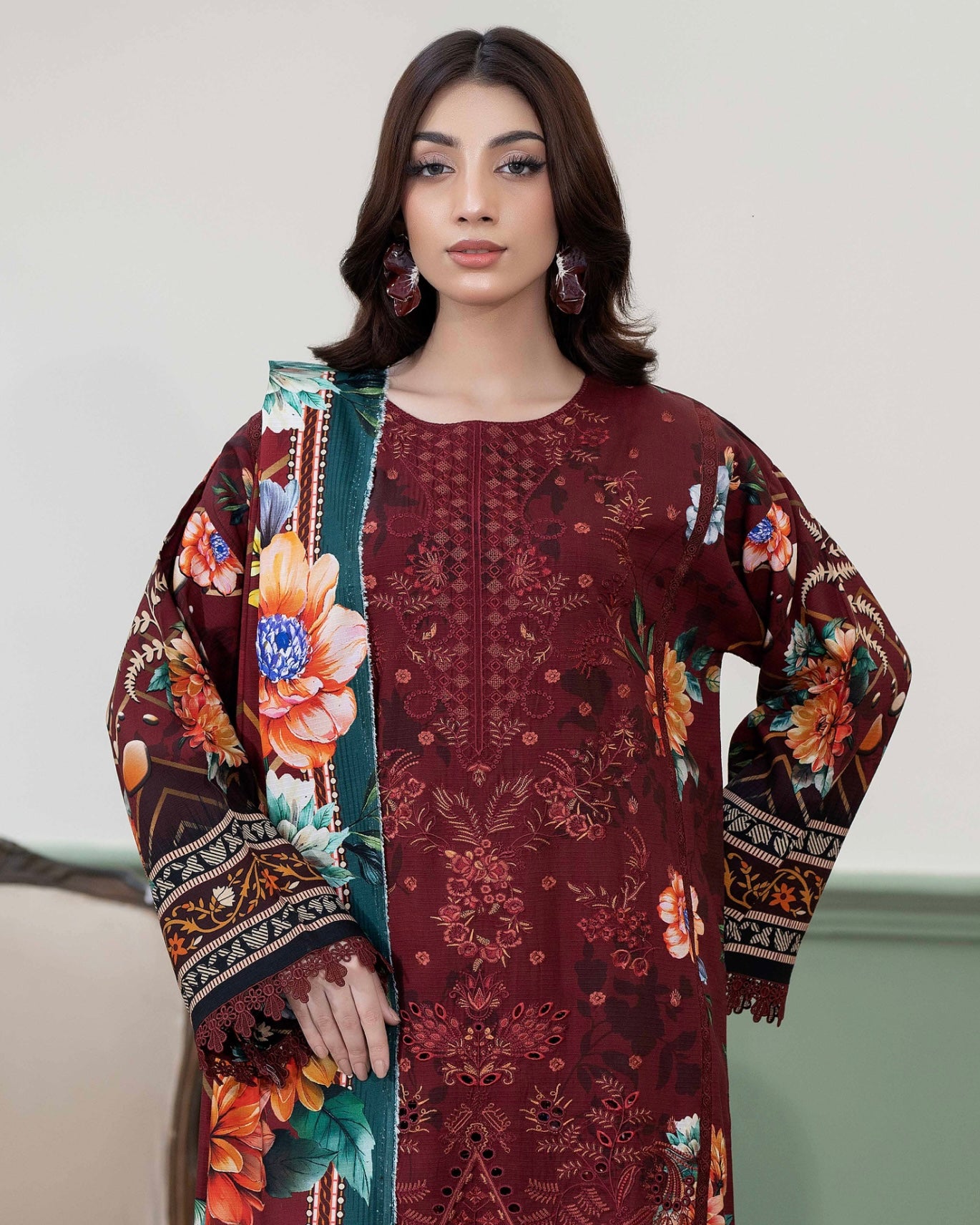 Johra Hameen | Embroidered Printed Staple | Design 703