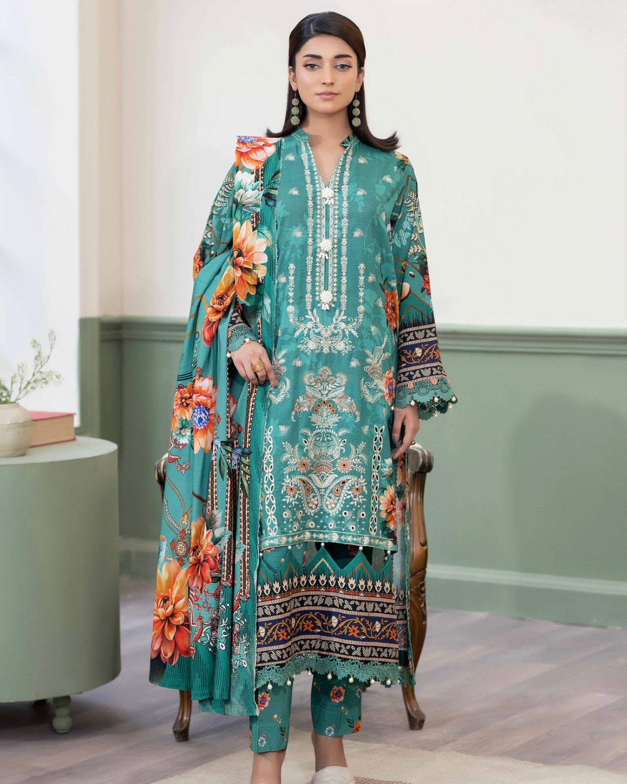 Johra Hameen | Embroidered Printed Staple | Design 704
