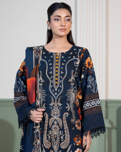 Johra Hameen | Embroidered Printed Staple | Design 707