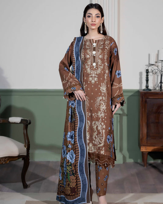 Johra Hameen | Embroidered Printed Staple | Design 709