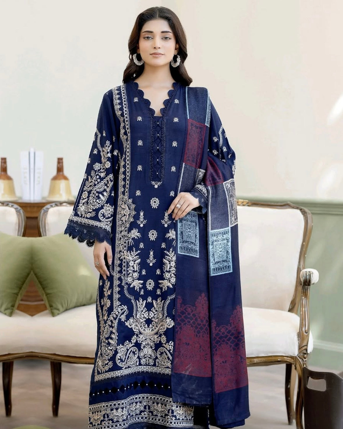 Johra Yagoona | Emb Marina with Wool Shawl | Design 672
