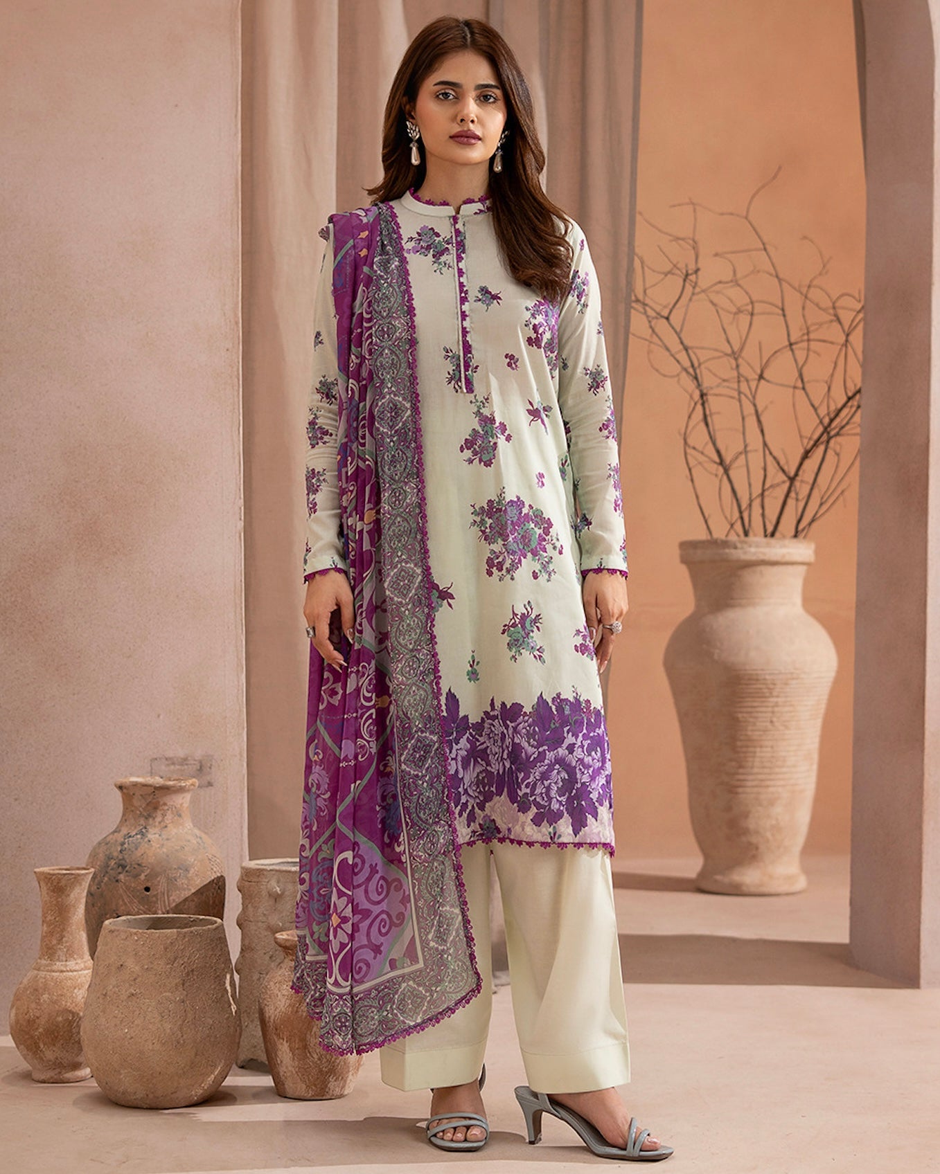 GullJee Rangrez | Printed Lawn Chiffon Dupatta | Design 7