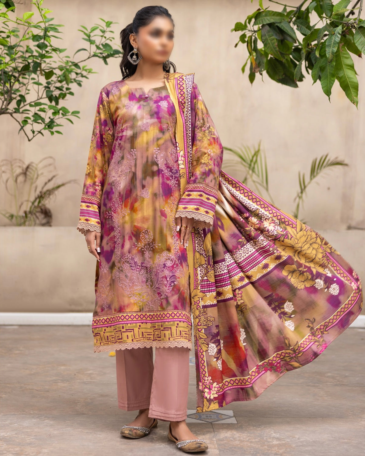 Fantak Sahil | Embroidered Printed Staple | Design 7
