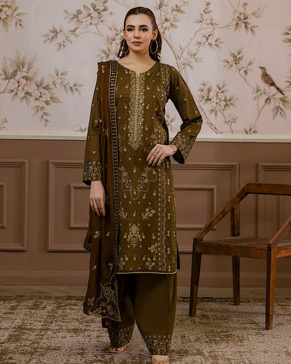 Aalaya Gulnaar | Embroidered Lawn Crinkle Dupatta | Design 7