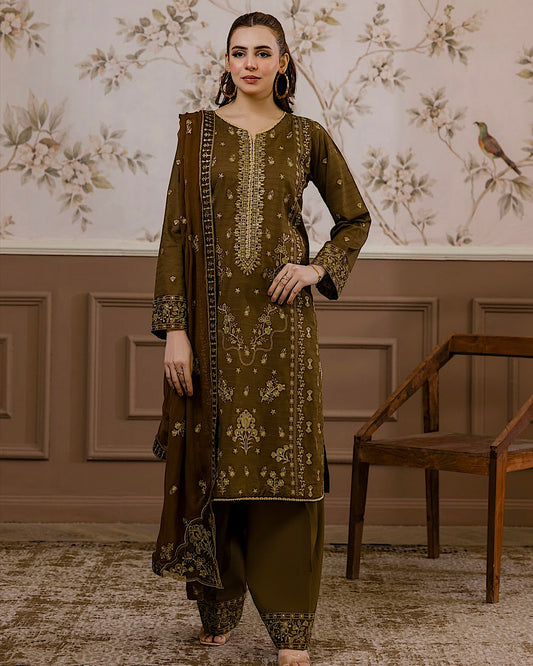 Aalaya Gulnaar | Embroidered Lawn Crinkle Dupatta | Design 7