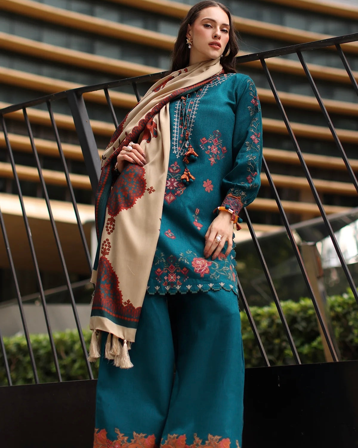 Charizma Poshima Vol 1 | Embroidered Peach Leather | Design 7
