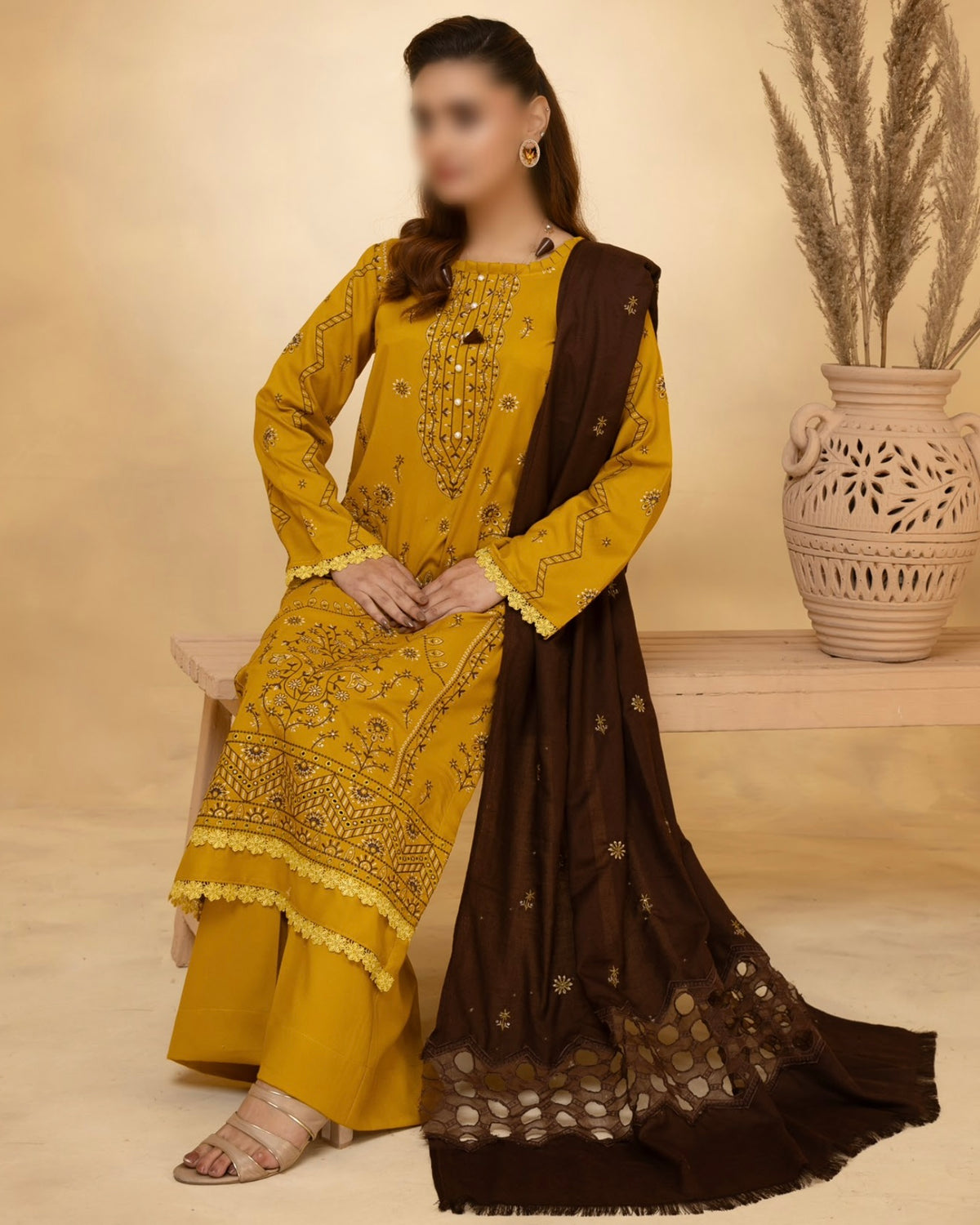 Fantak Andaaz | Emb Dhanak with Emb Wool Shawl | Design 7