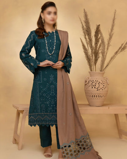 Fantak Andaaz | Emb Dhanak with Emb Wool Shawl | Design 8