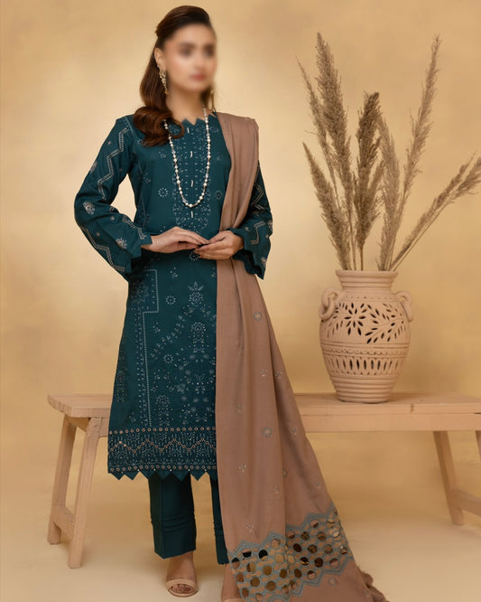 Fantak Andaaz | Emb Dhanak with Emb Wool Shawl | Design 8