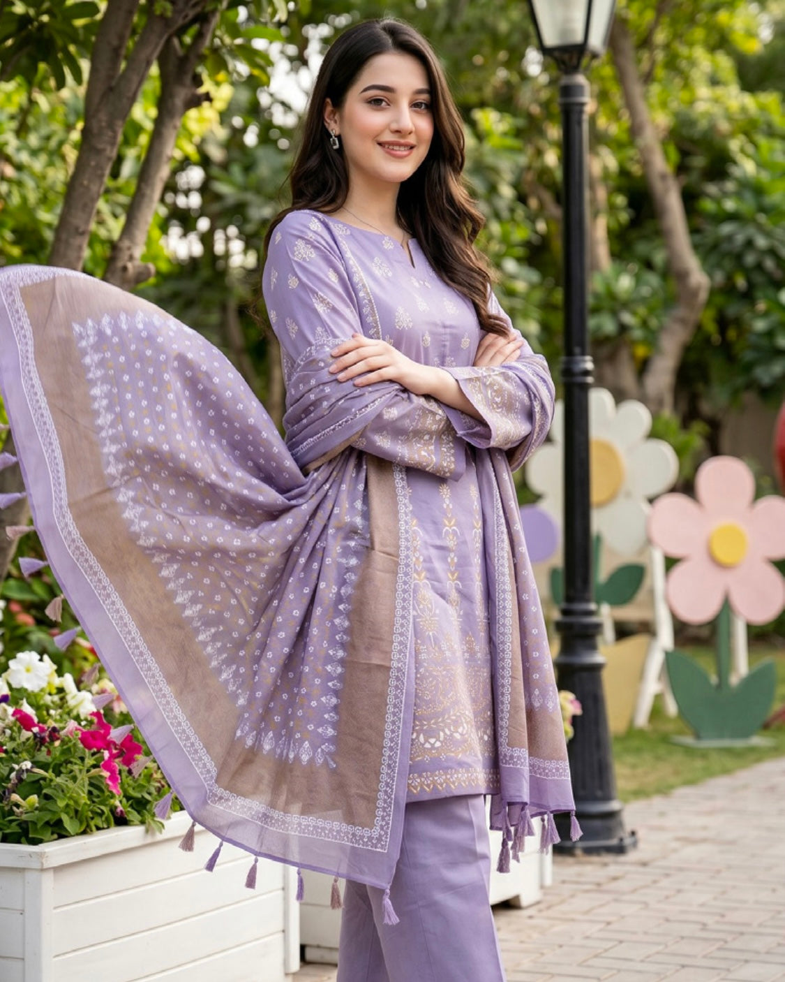 Regalia | Gold Paste Printed Lawn 3pc | Design 8