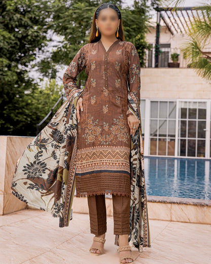 Fantak Jasmine | Embroidered Printed Staple | Design 8