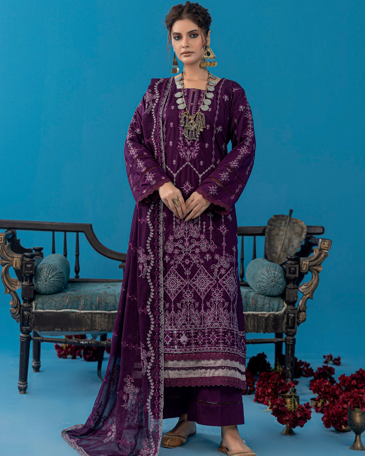 Palwasha Pakeeza | Emb Viscose with Emb Chiffon Dupatta | Design 8