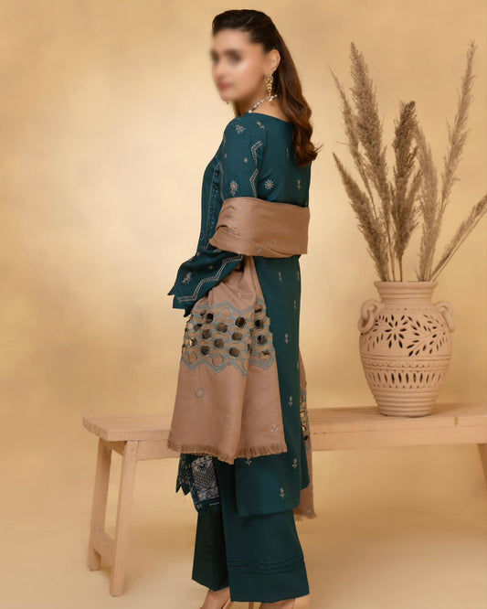 Fantak Andaaz | Emb Dhanak with Emb Wool Shawl | Design 8