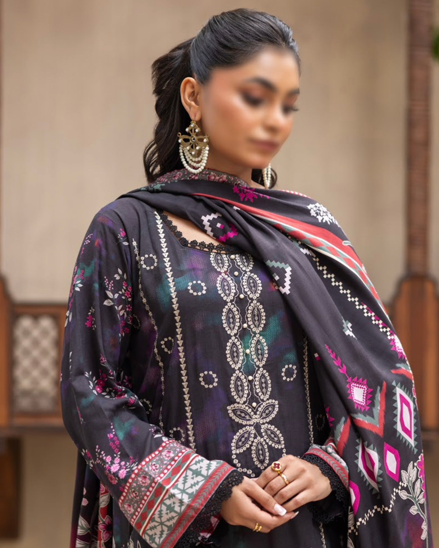 Fantak Sahil | Embroidered Printed Staple | Design 8