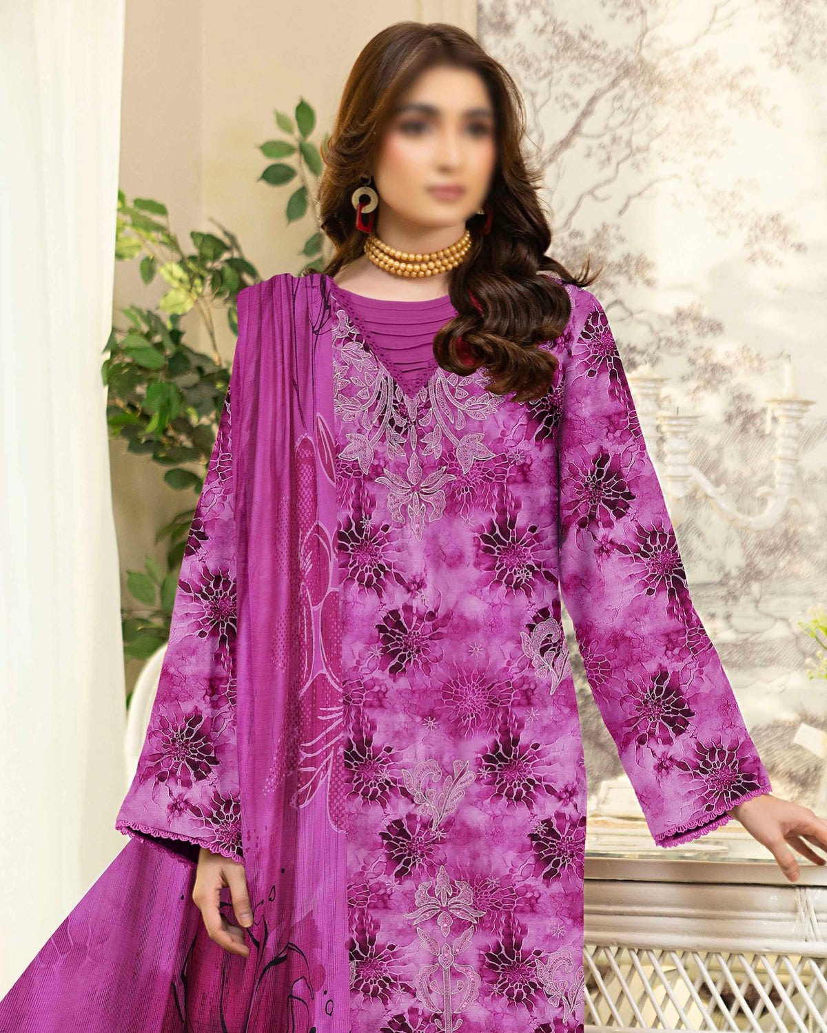 Fantak Batik | Embroidered Printed Karandi | Design 8