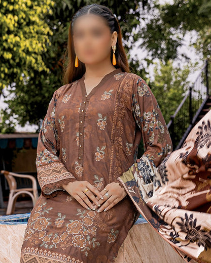 Fantak Jasmine | Embroidered Printed Staple | Design 8