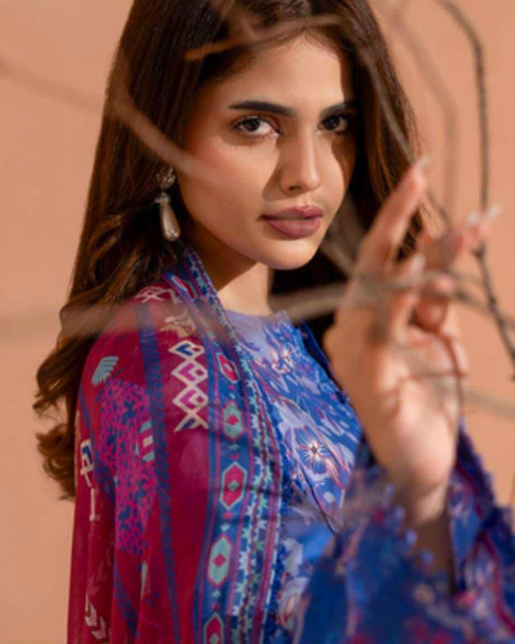 GullJee Rangrez | Printed Lawn Chiffon Dupatta | Design 8
