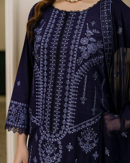 Aalaya Gulnaar | Embroidered Lawn Crinkle Dupatta | Design 8