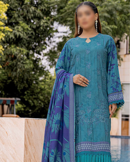 Fantak Jasmine | Embroidered Printed Staple | Design 9