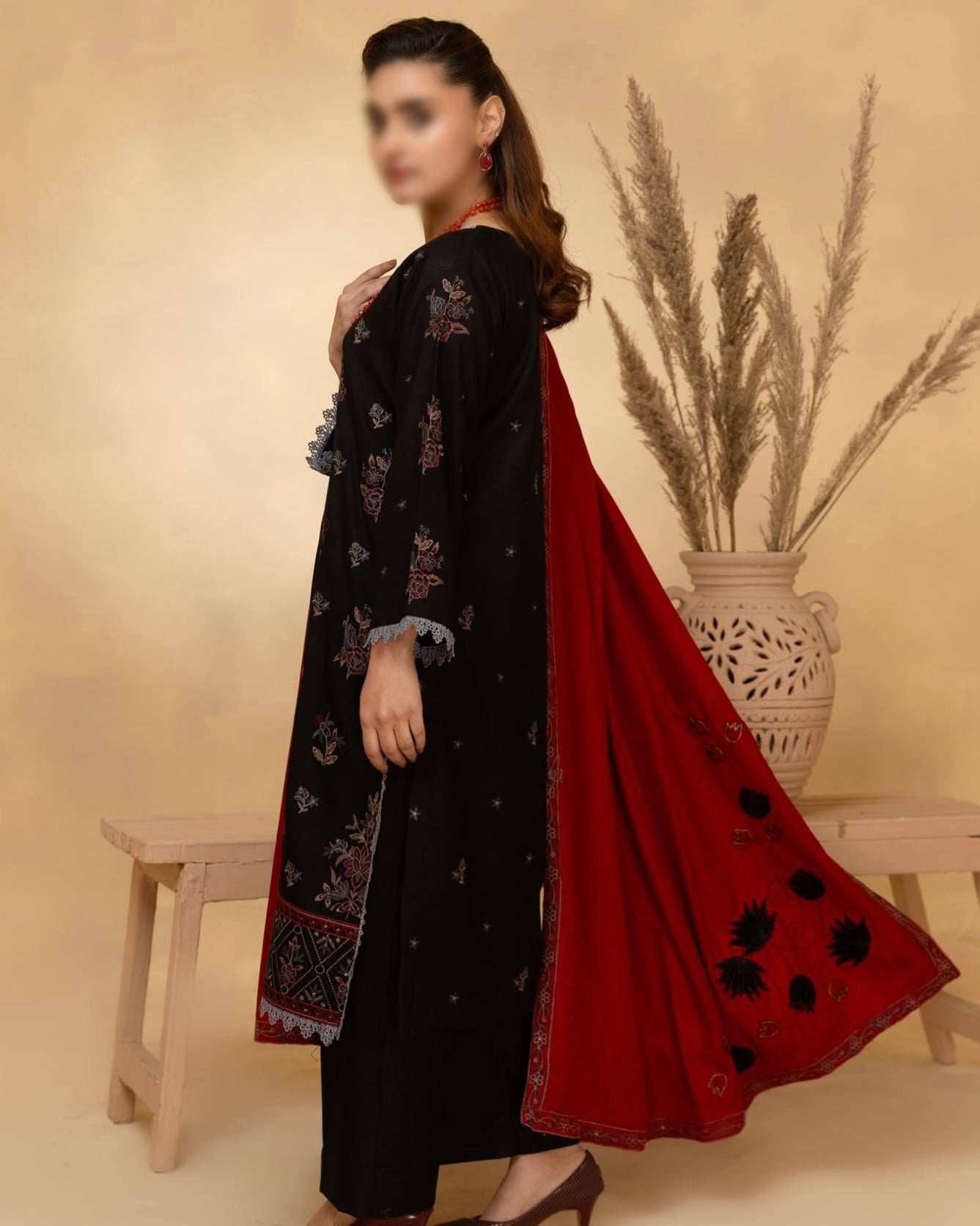 Fantak Andaaz | Emb Dhanak with Emb Wool Shawl | Design 9