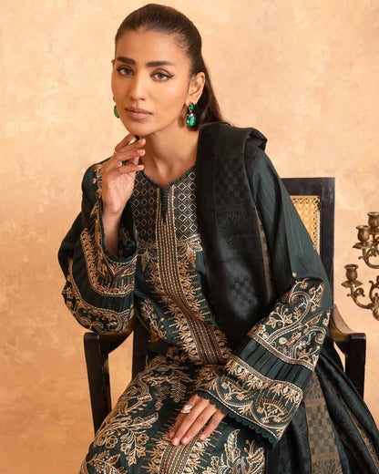 Johra Amaaj | Emb Marina with Wool Shawl | Design 12