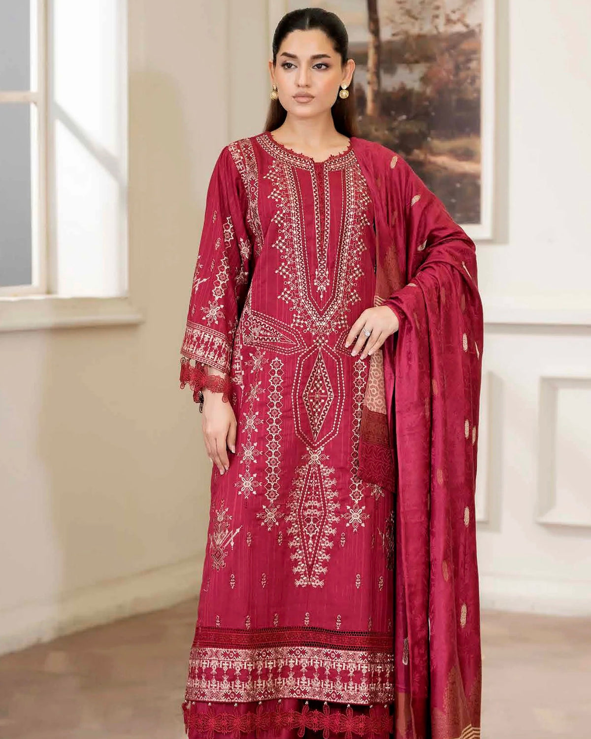 Johra Amish | Emb Marina with Wool Shawl | Design 424