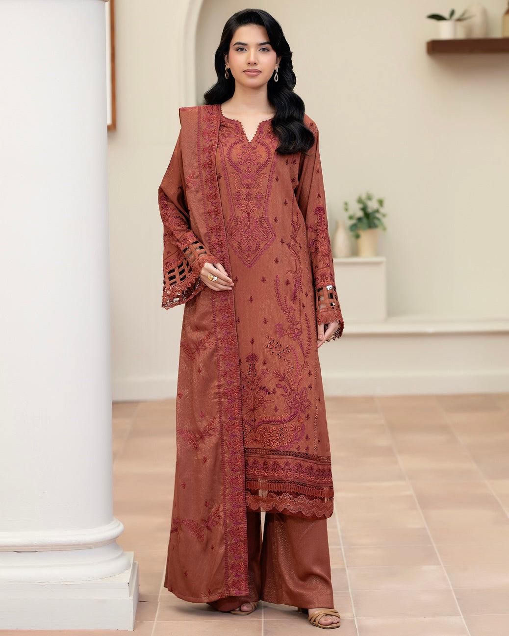 Johra Apsara | Embroidered Fancy Peach Leather | Design 647