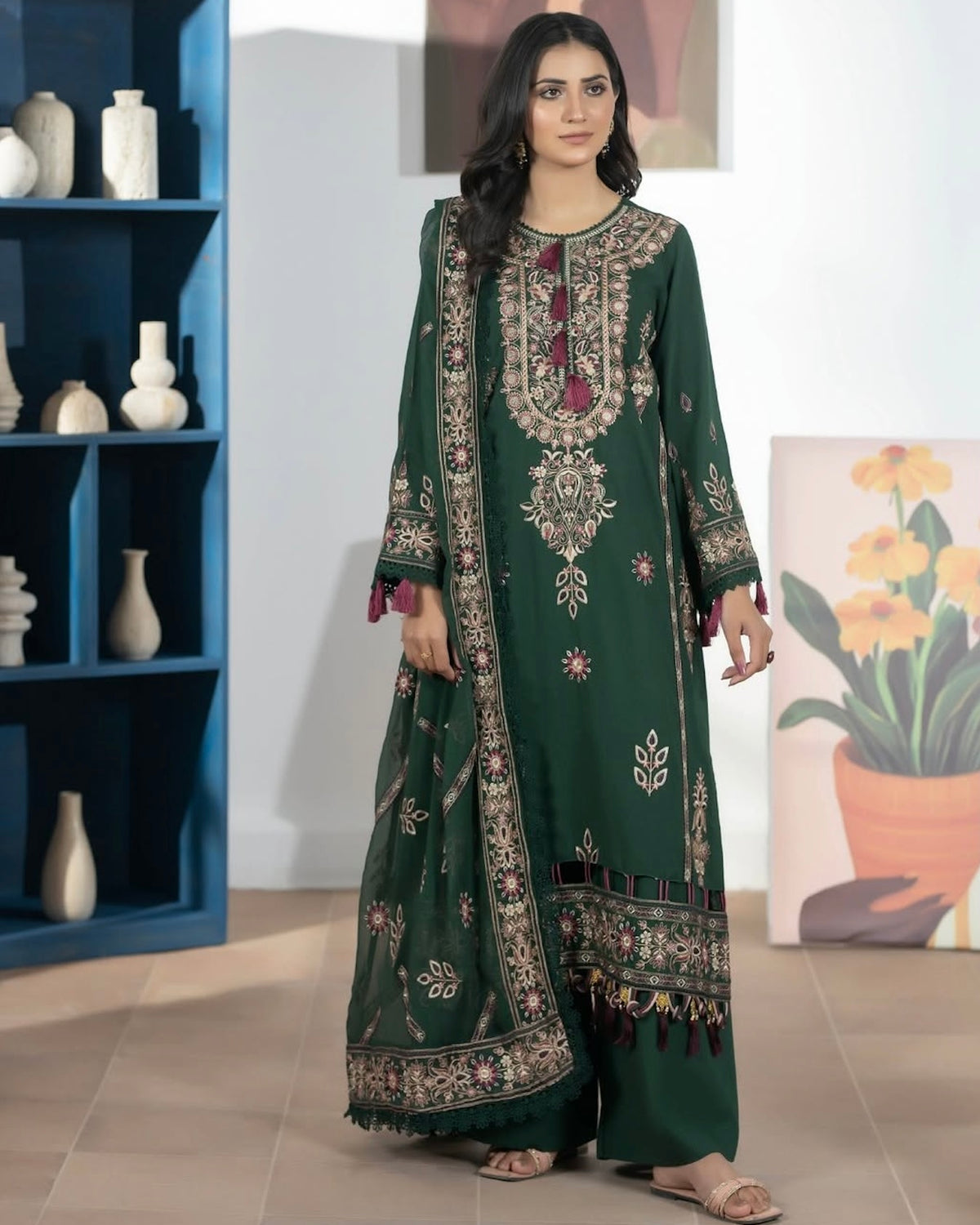 Johra Ayla | Emb Karandi with Emb Chiffon Dupatta | Design 60