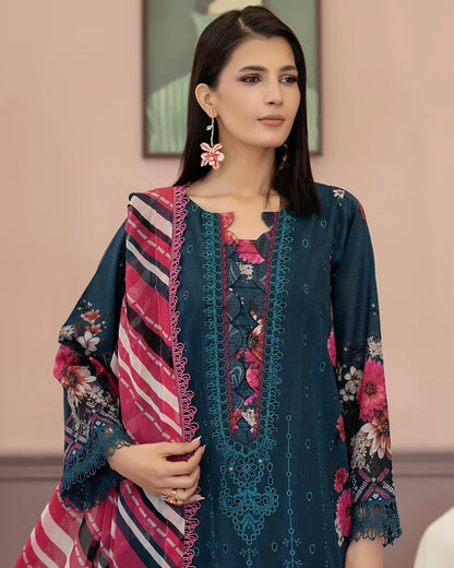 Johra Danoori | Embroidered Lawn with Chiffon Dupatta | Design 252