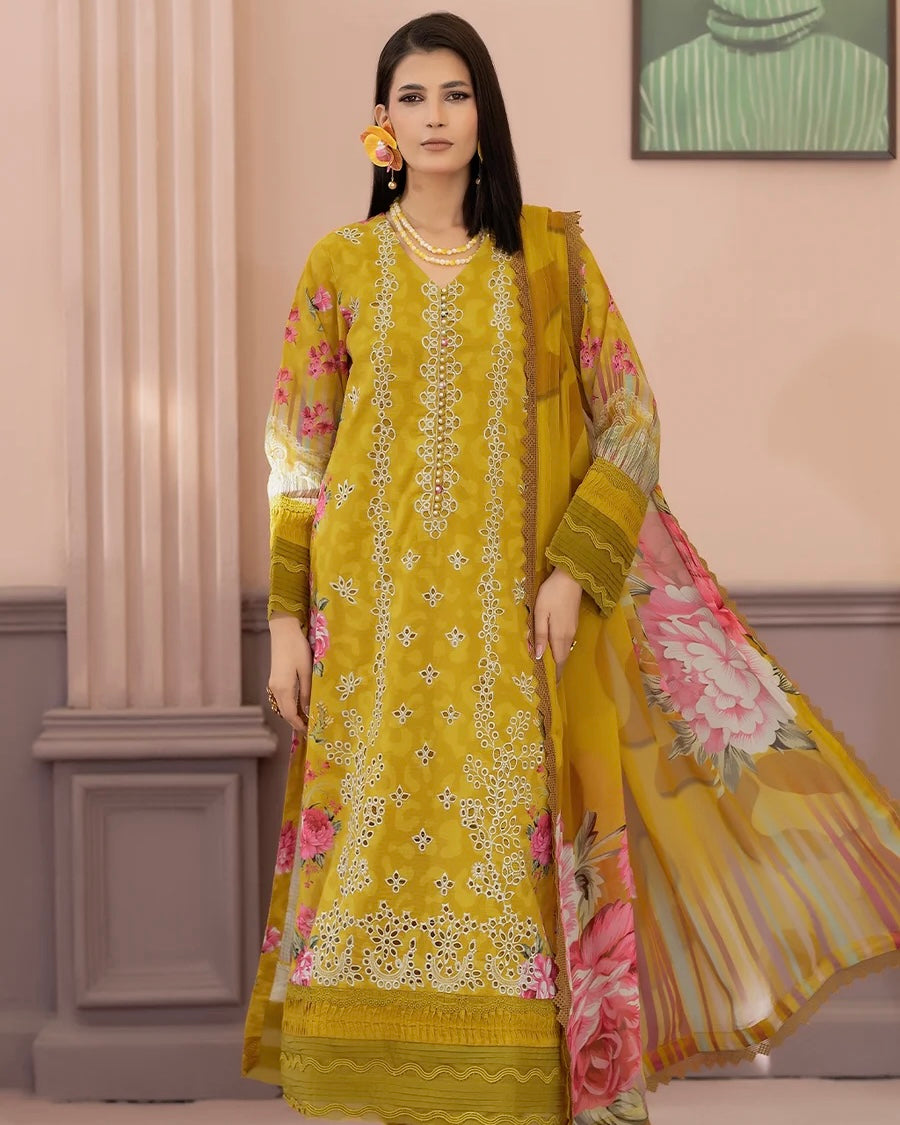 Johra Danoori | Embroidered Lawn with Chiffon Dupatta | Design 259