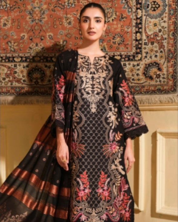 Johra Gulaab | Emb Khaddar with Jacquard Shawl | Design 839