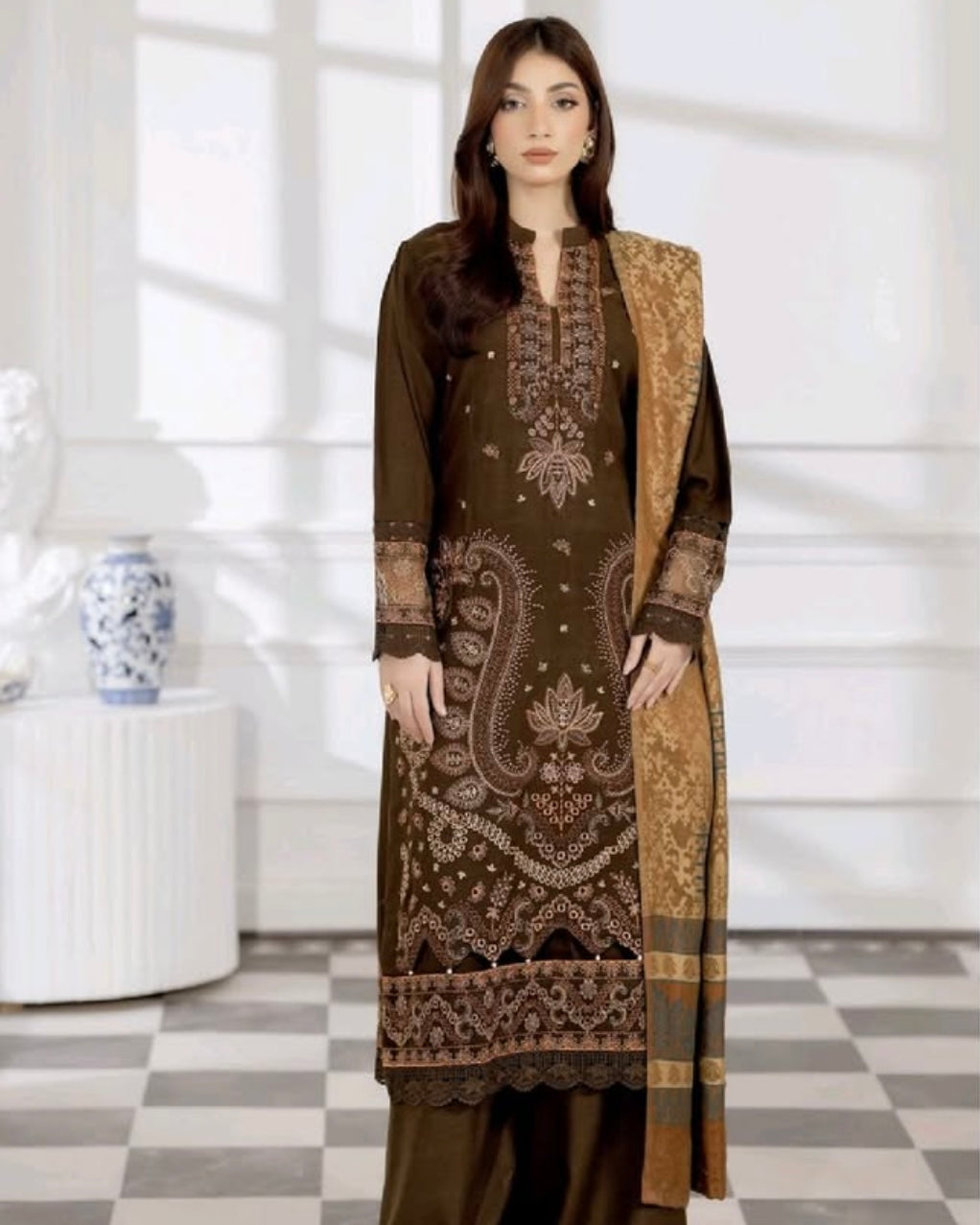 Johra Mahira | Embroidered Peach Leather | Design 732