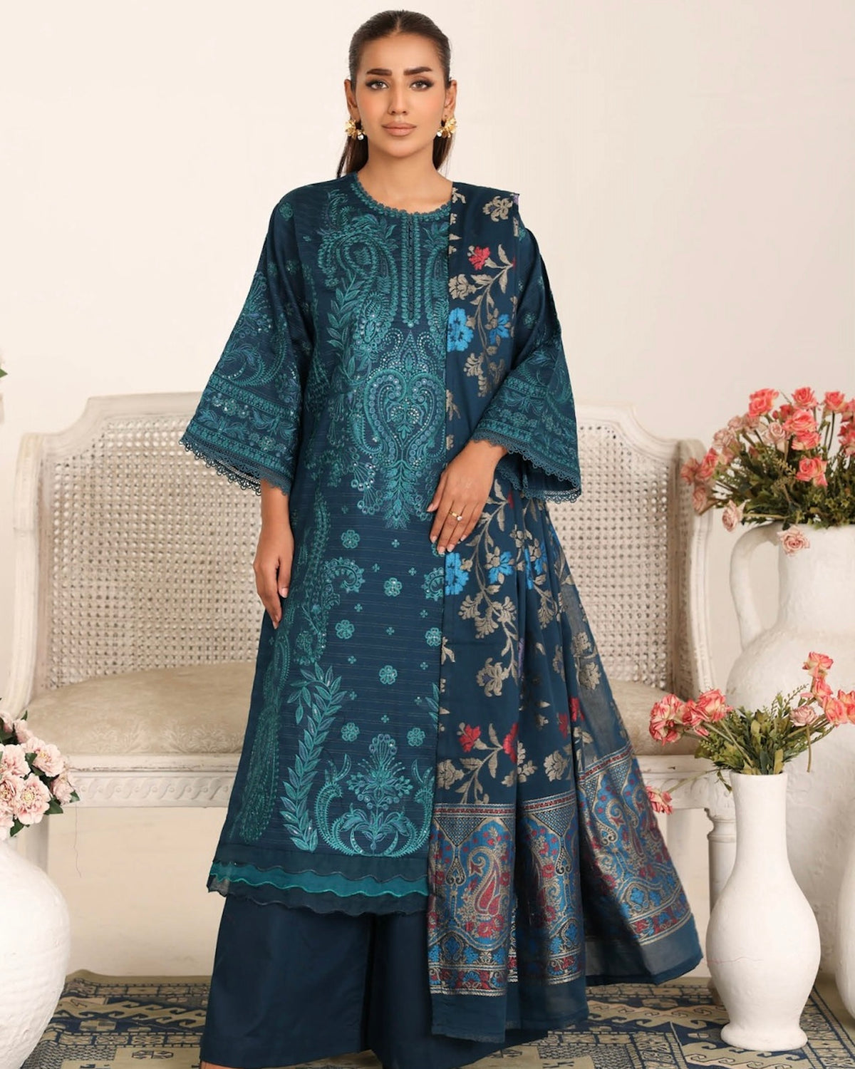 Johra Milza | Emb Lawn with Jacquard Dupatta | Design 889