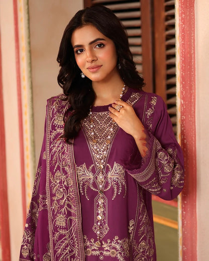 Johra Rinsha | Emb Lawn with Emb Chiffon Dupatta | Design 1