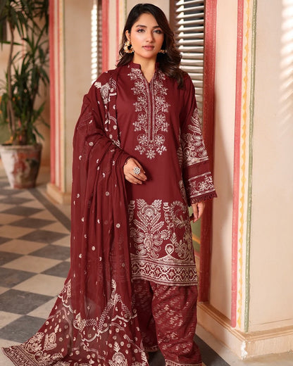 Johra Rinsha | Emb Lawn with Emb Chiffon Dupatta | Design 6