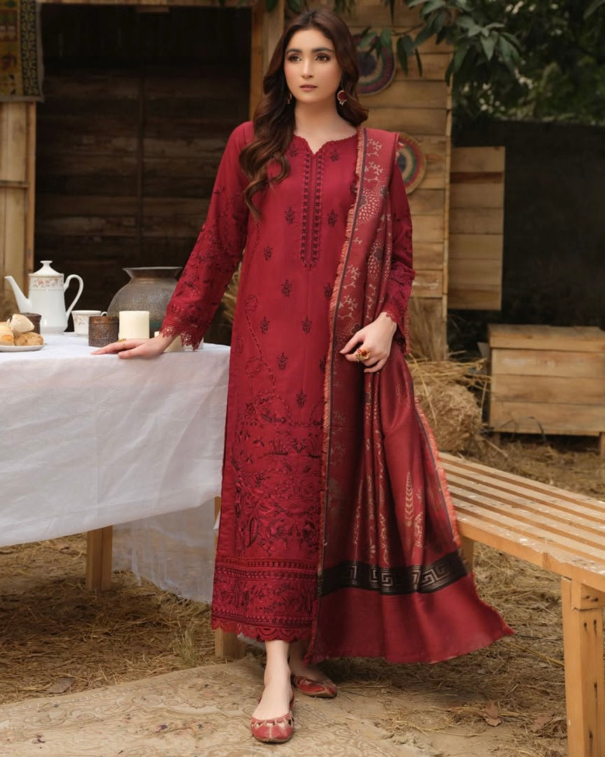 Johra Safiya | Emb Dhanak with Acrylic Wool Shawl | Design 920