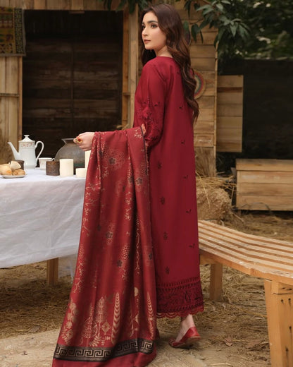 Johra Safiya | Emb Dhanak with Acrylic Wool Shawl | Design 920