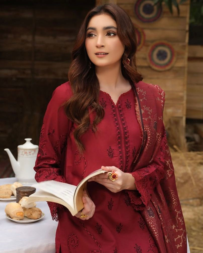 Johra Safiya | Emb Dhanak with Acrylic Wool Shawl | Design 920