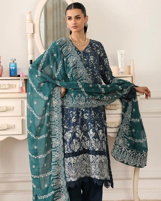 Johra Shamna | Emb Printed Lawn Emb Chiffon Dupatta | Design 999